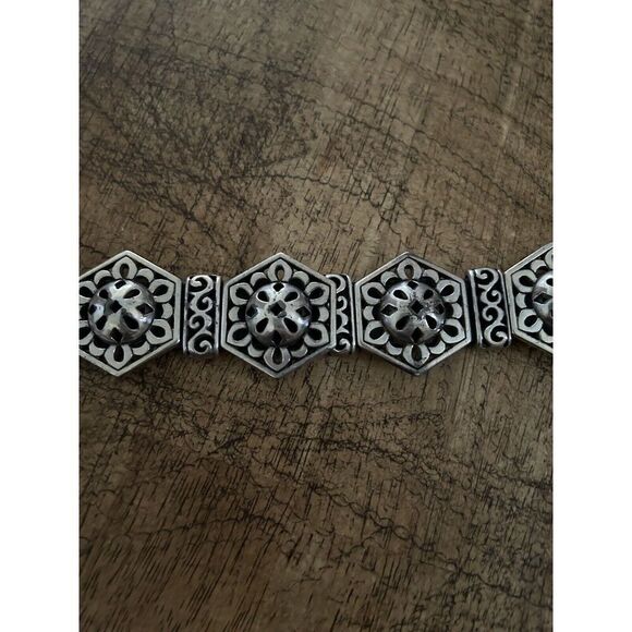 Brighton Belt Vtg 1995 Black Leather Silver Tone Concho Medallions Size Small - Picture 8 of 15